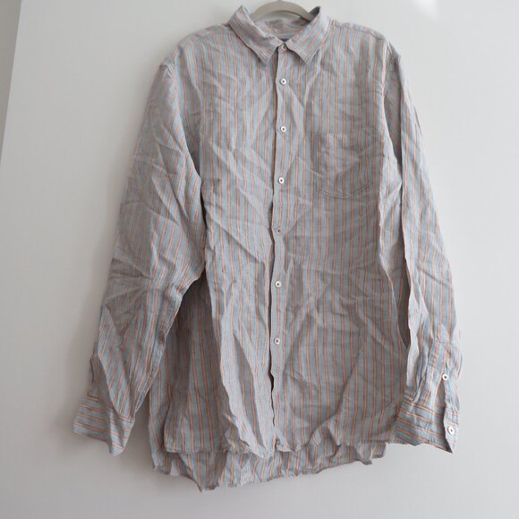 MARTIN GORDON 100% Linen Striped Casual Shirt in Light Blue - Men's Size XL - Picture 11 of 15